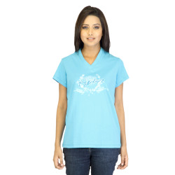 ADIDAS Women Printed Blue T-shirt