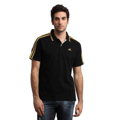 ADIDAS Men Black Polo T-Shirt